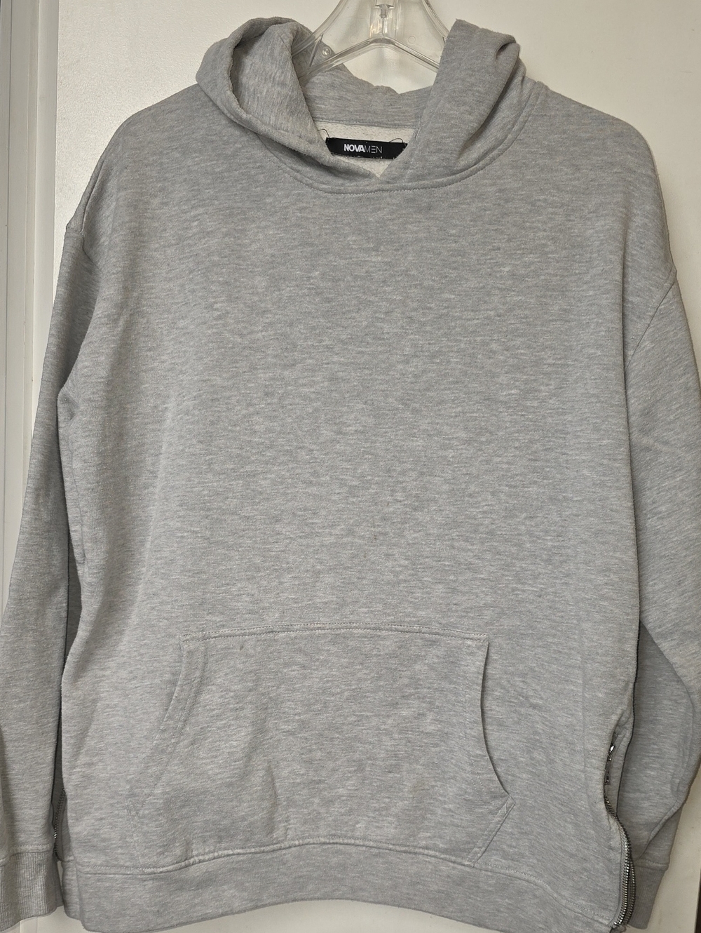 Nova Men Lightweight Gray Hooded Pullover Sweatshirt